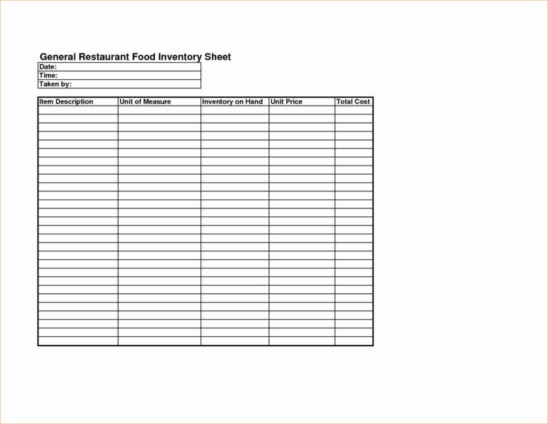 Bakery Inventory Spreadsheet —