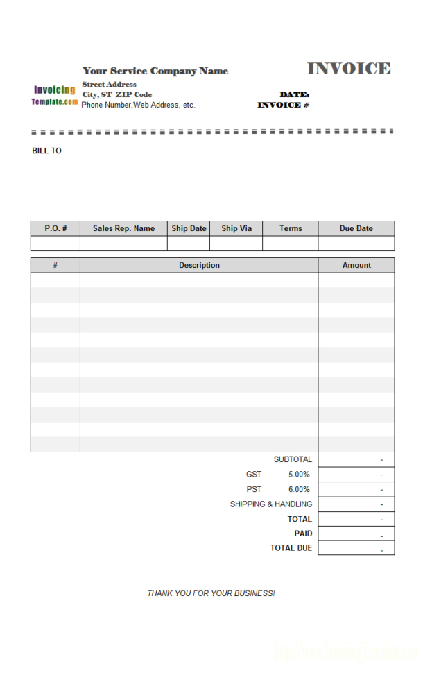 Basic Service Invoice Template In French Throughout Professional Invoice Template