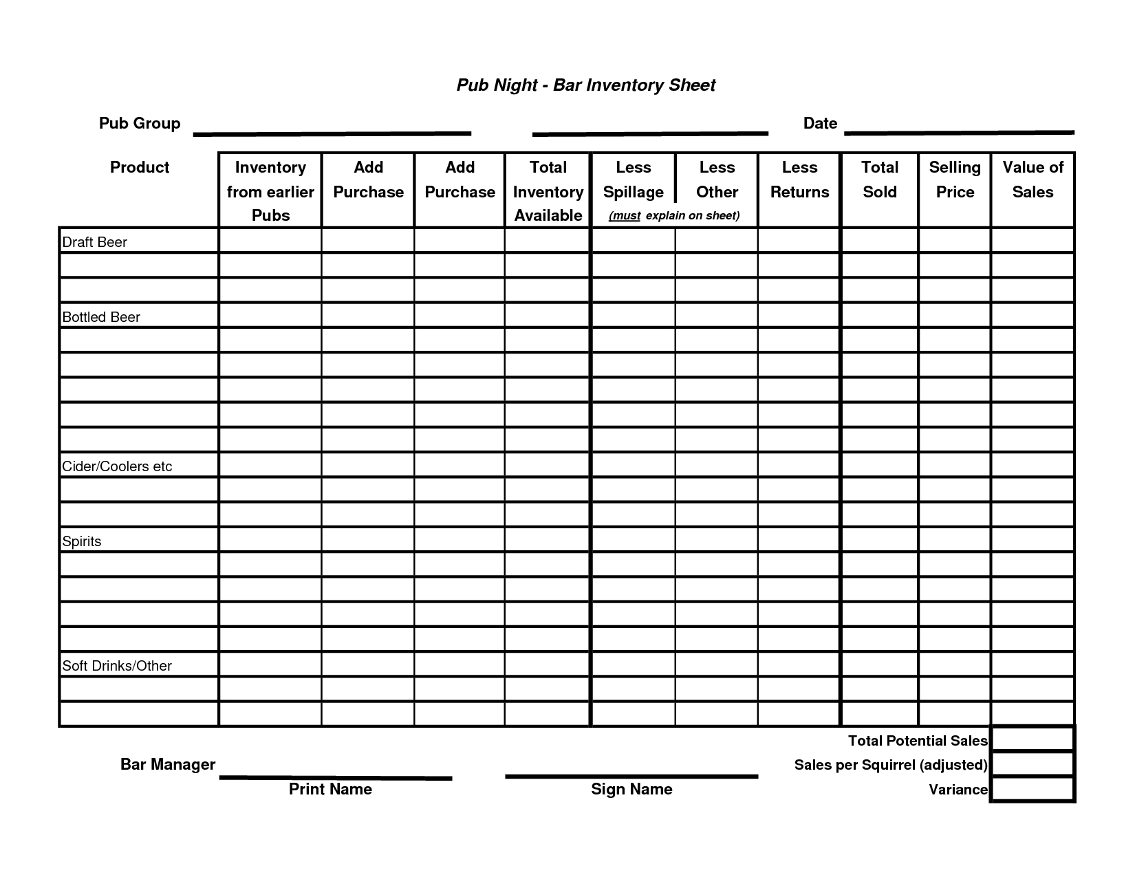 Best Photos Of Beer And Liquor Inventory Sheets - Free Liquor Intended For Bar Inventory Form