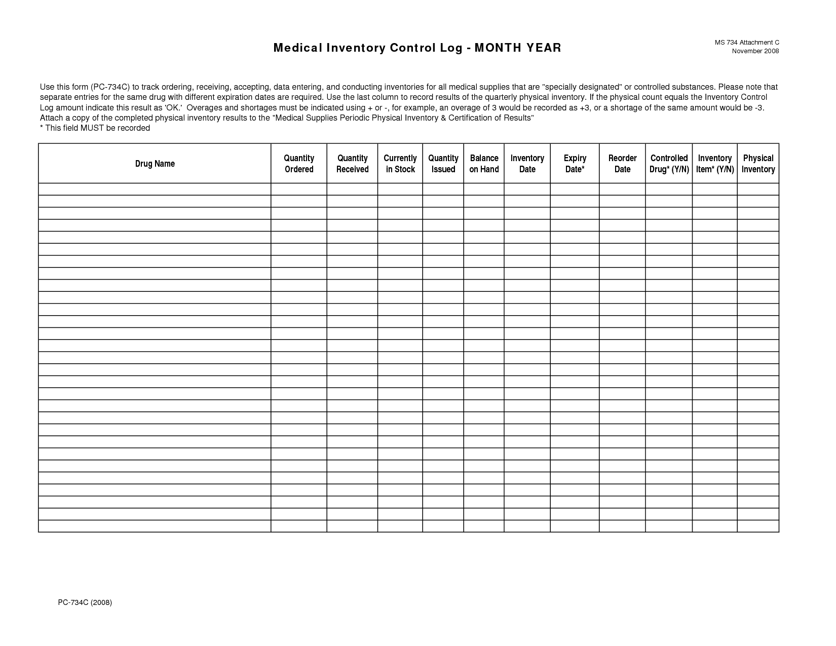 medical supply inventory list template