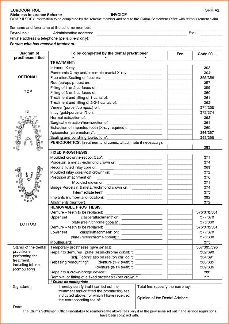 Bill Format For Dental Clinic And Denture Laboratory Dental Office with Dental Invoice