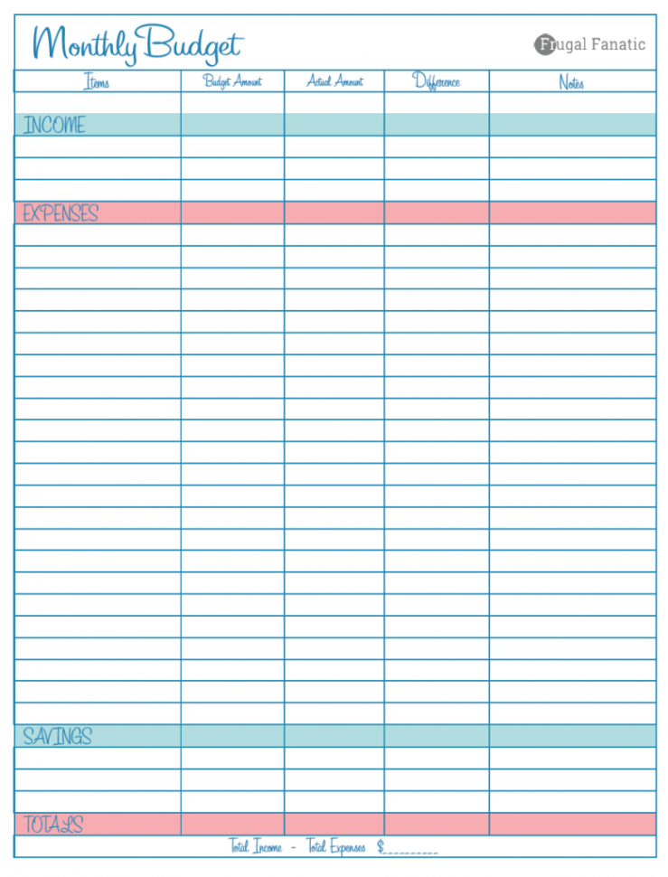 Blank Monthly Budget Worksheet   Frugal Fanatic For Monthly Expense Spreadsheet