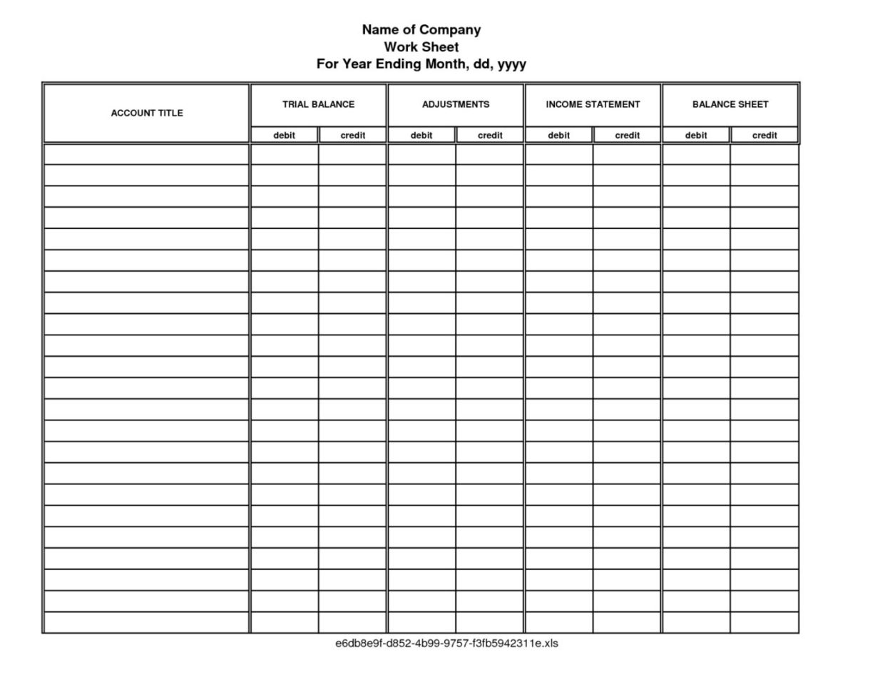 Blank Trial Balance Worksheet   Form Collections In Accounting Forms Balance Sheet