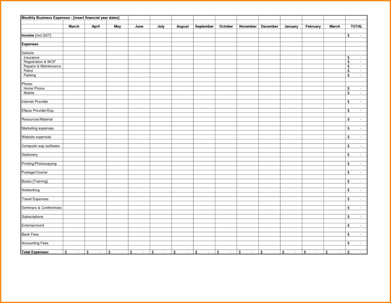 Business Budget Spreadsheet Template Fresh Business Expenses In Business Expenses Sheet Template