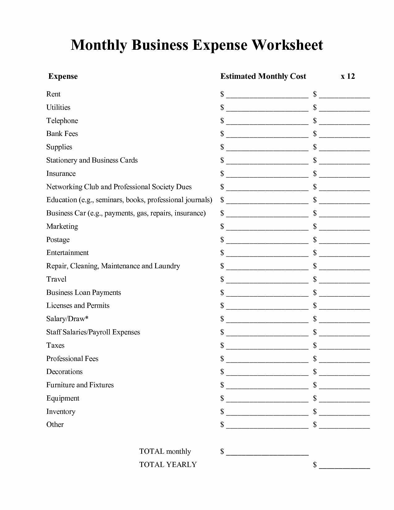 Business Expense Log Template New Monthly Business Expenses Inside Business Expenses Worksheet