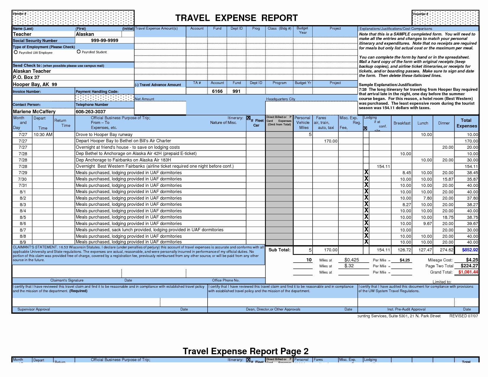 Business Expense Report Template Excel Best Download Expense Report Intended For Excel Business Travel Expense Template