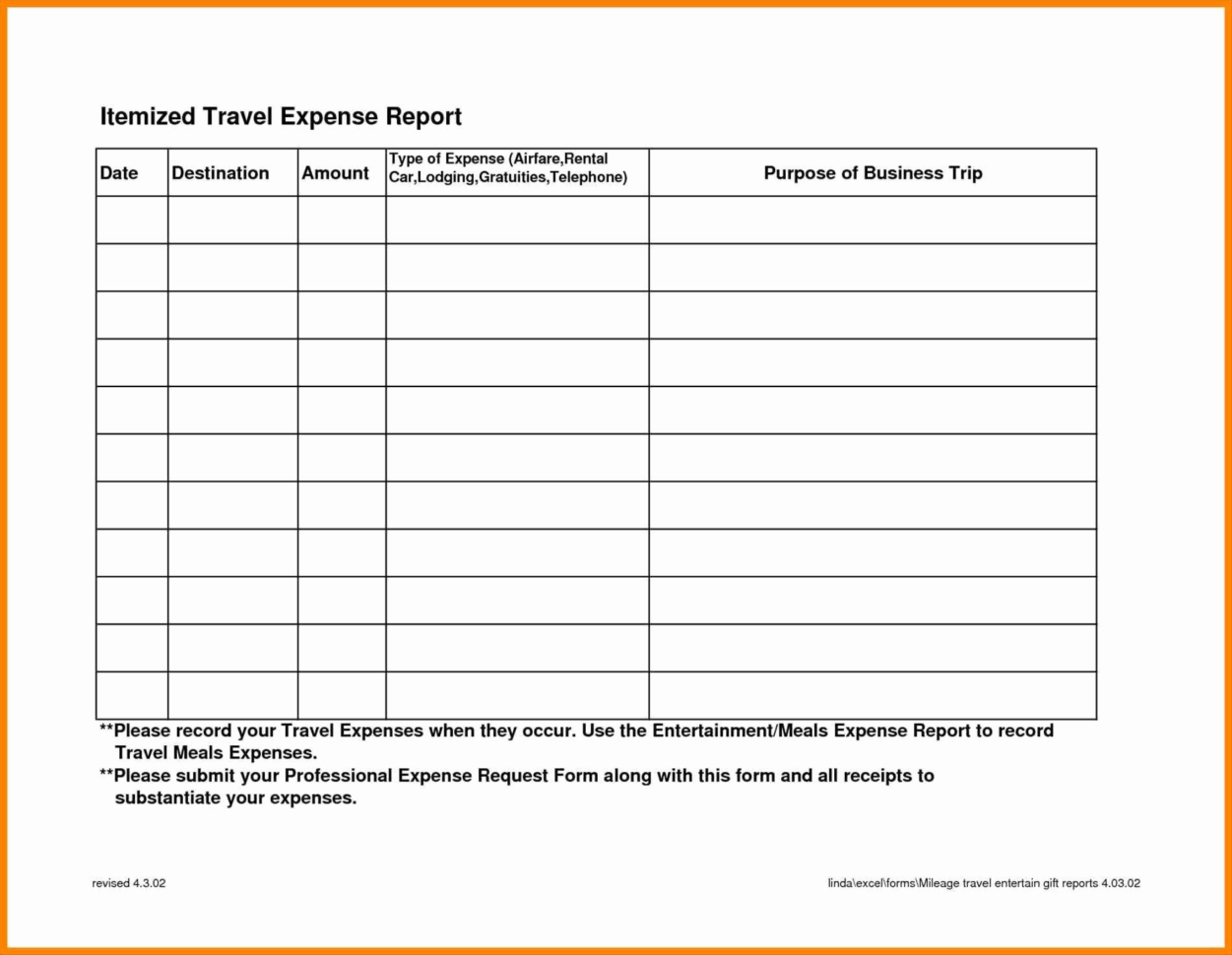 Business Expense Report Template Free Valid Expense Report Form Intended For Business Travel Expense Report Template