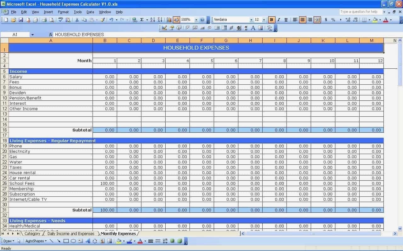 Business Expense Spreadsheet Template Small For Income And Expenses In Template For Business Expenses And Income