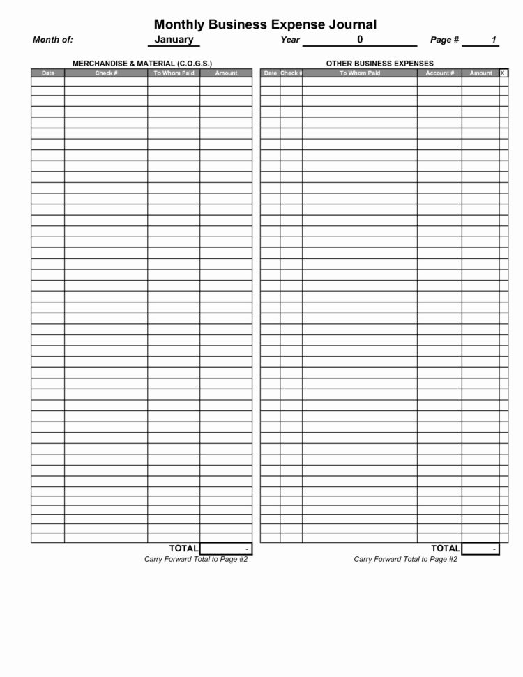 Business Monthly Expense Sheet Unique Business Expense Forms Free Throughout Monthly Business Expenses Template
