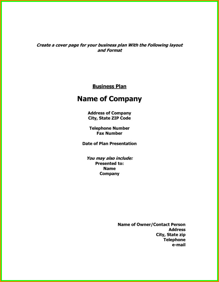 Business Plan Cover Page Sample | Business Form Templates To Business Form Templates