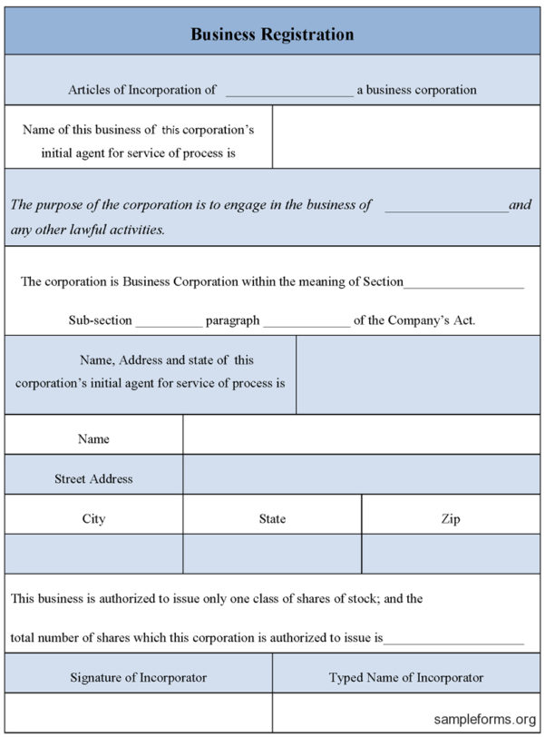 Business Registration Form | Business Form Templates inside Business ...