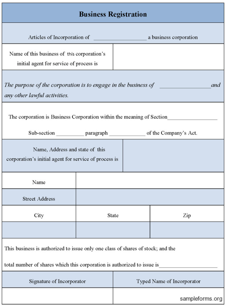 Business Registration Form | Business Form Templates Inside Business ...