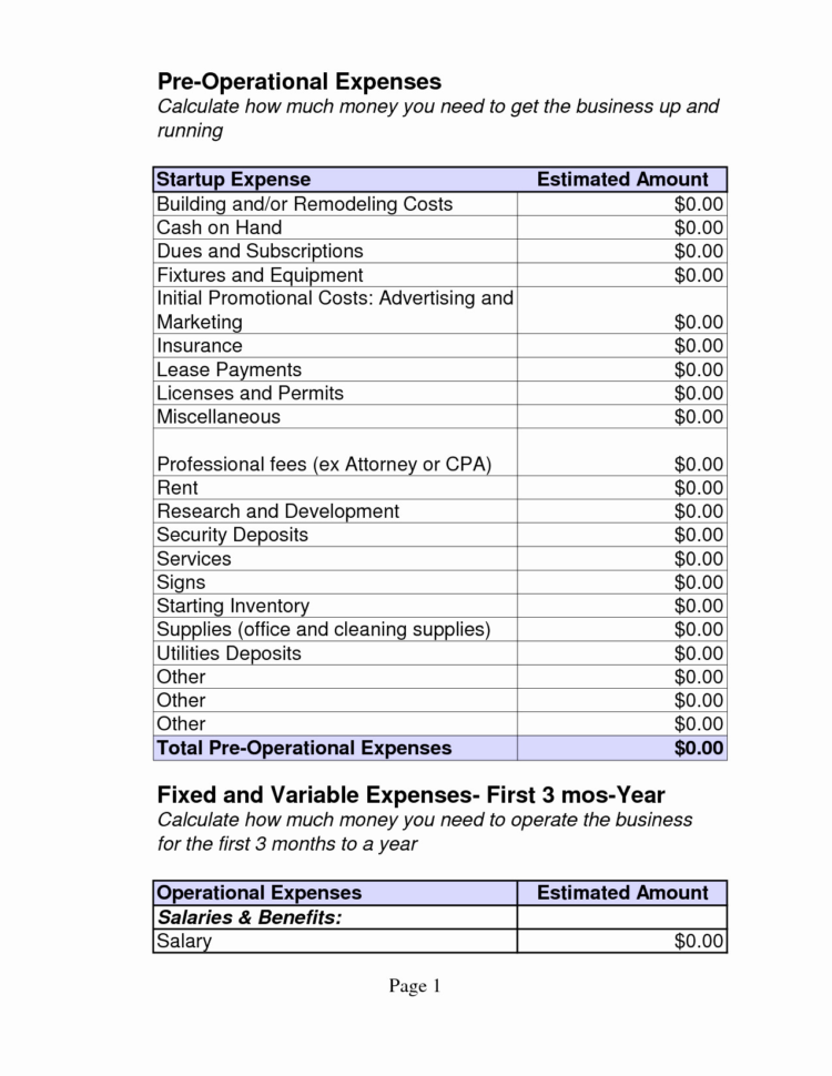 Business Start Up Costs Template Reference Of Startup Business Throughout Start Up Business Expense Spreadsheet