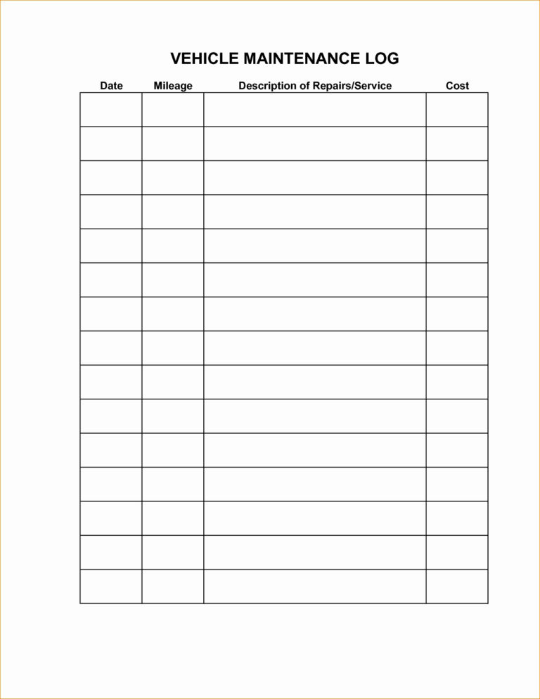 Car Maintenance Log Pdf Luxury Maintenance Spreadsheet Template Best