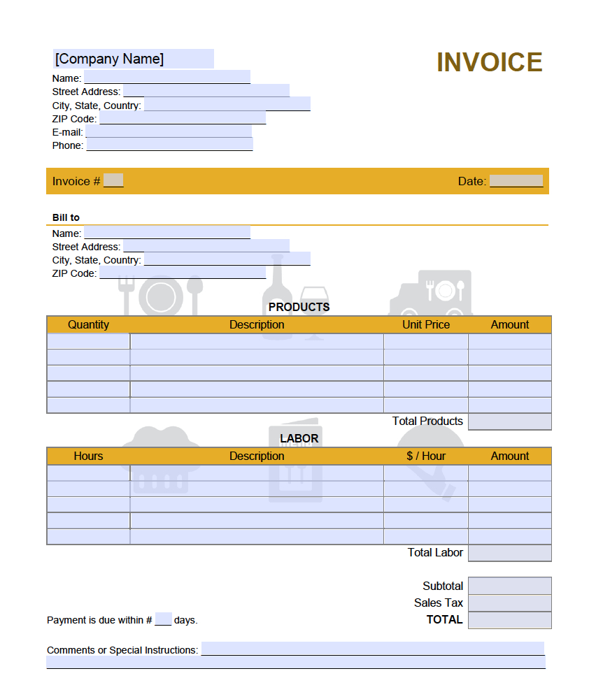 Catering Service Invoice Template Onlineinvoice In Catering Service