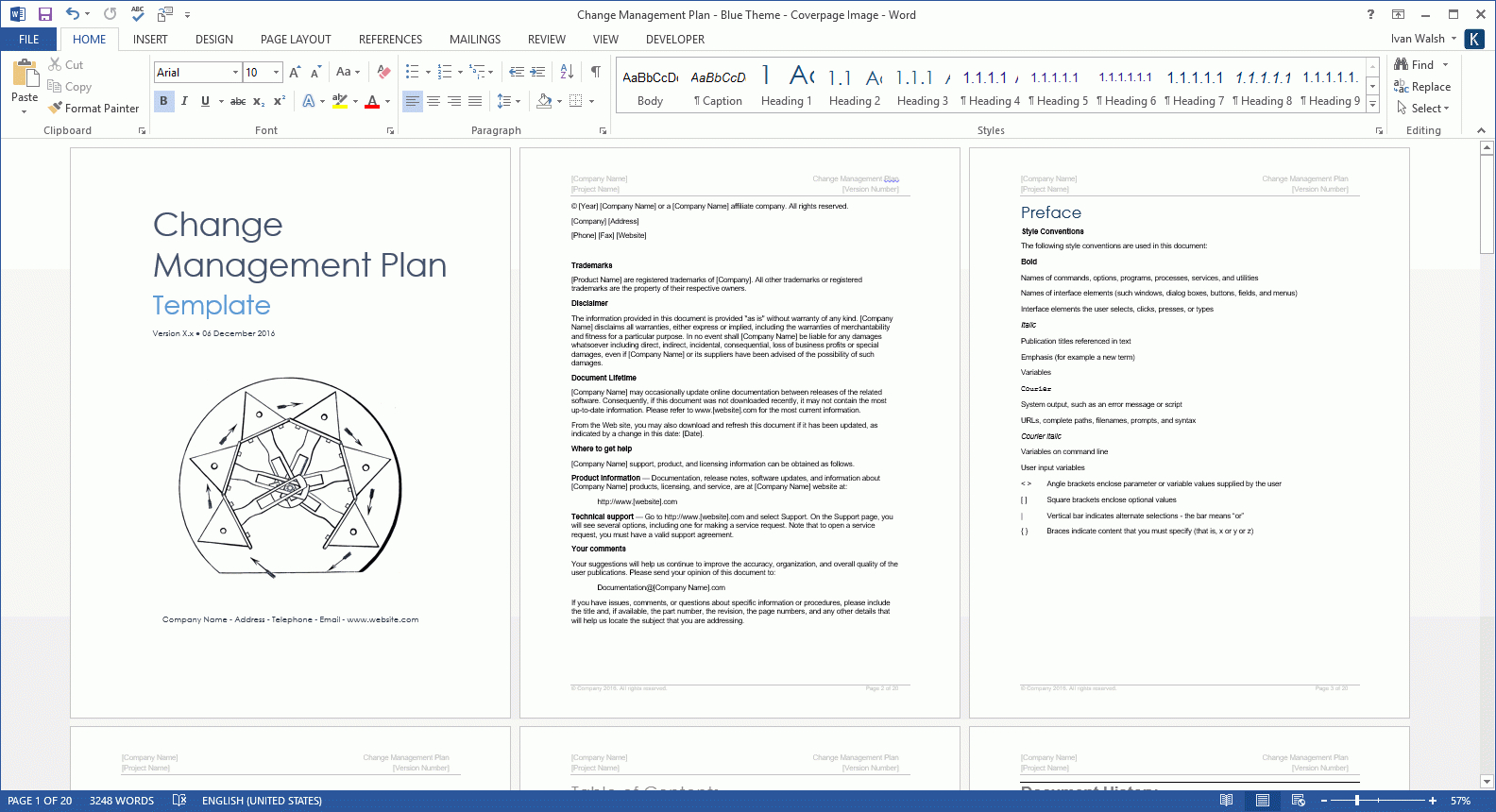 Change Management Plan Template (Ms Word+Excel Spreadsheets Within Word Excel Spreadsheet