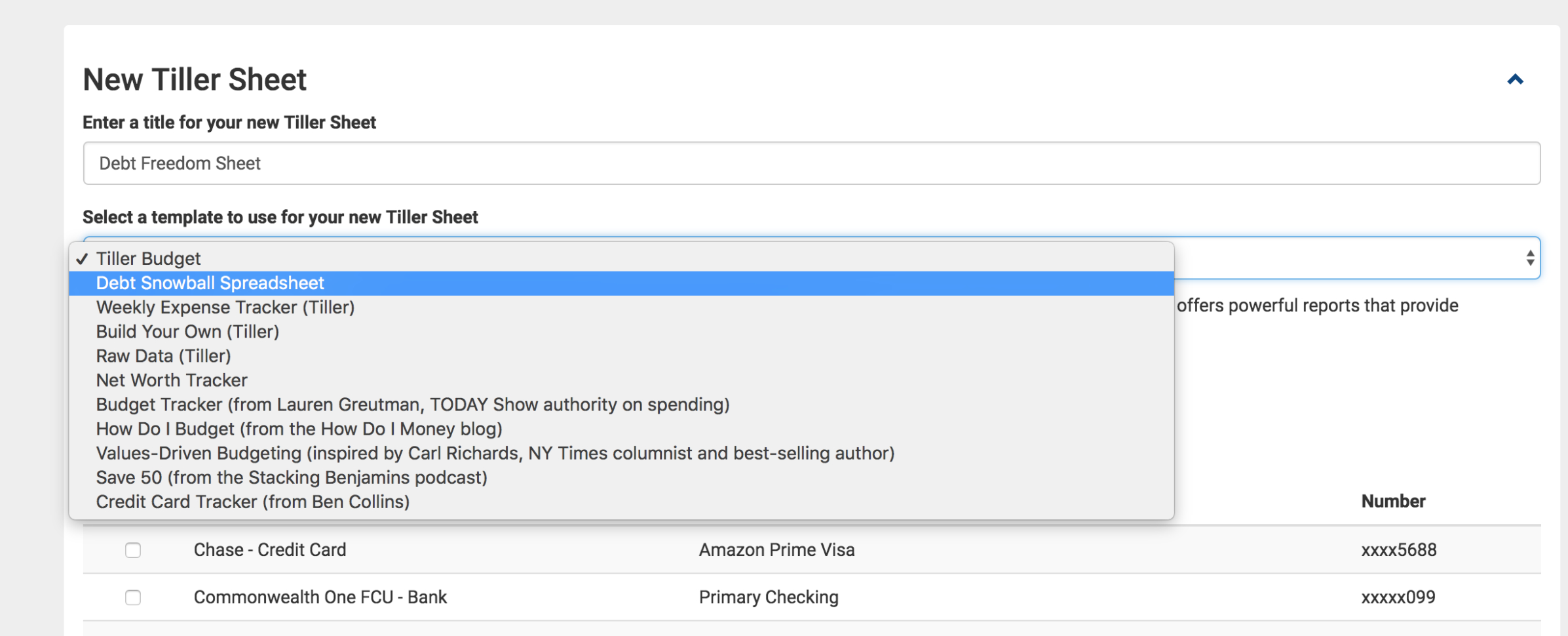 Choosing A Template: Paying Off Debt | Tiller Help Center For Get Out Of Debt Spreadsheet