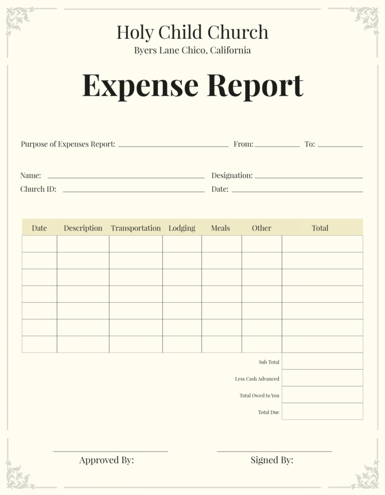 Church Expense Report Template Best Of Tolle Microsoft ...