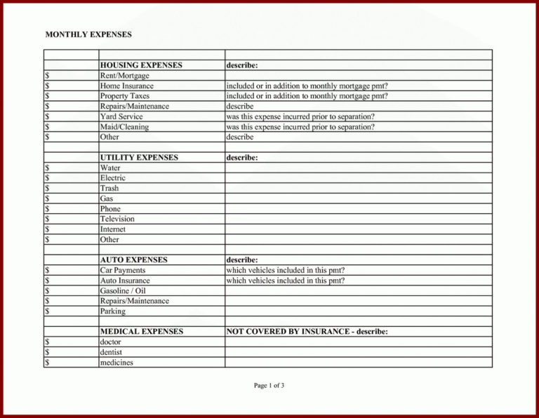 Cleaning Business Expenses Spreadsheet —