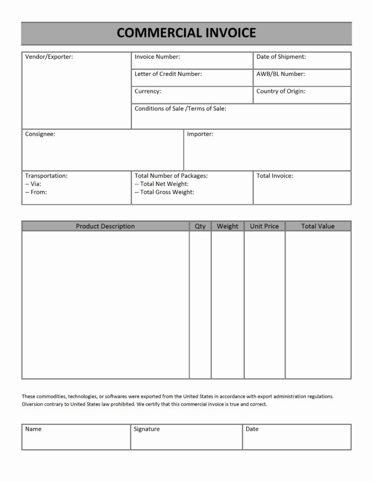 Commercial Invoice Template Excel Free Download | Invoice Template Intended For Invoice Template Excel Free Download