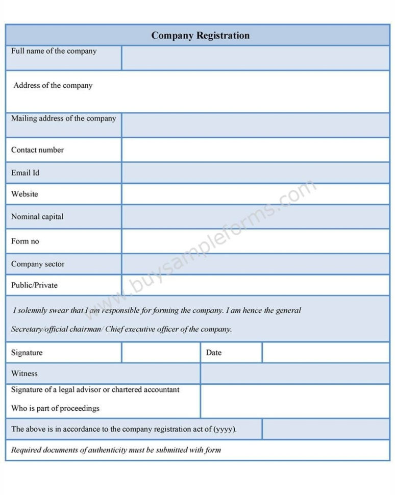 Company Registration Form Template On Behance – Form A Company In To Business Form Templates