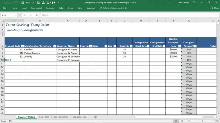 Consignment Tracking For Stores Inventory Tracking | Etsy with ...