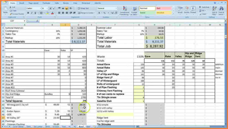 Construction Job Costing Spreadsheet — db-excel.com