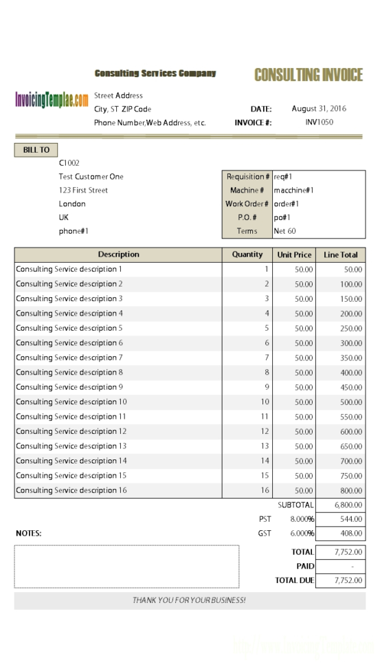 Consulting Invoice Template Invoice Template For A Consultant To Consulting Invoice