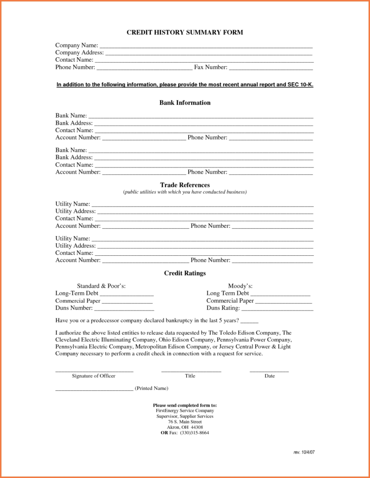Credit Reference Form | Bio Letter Sample With Business Credit To Business Credit Reference Form