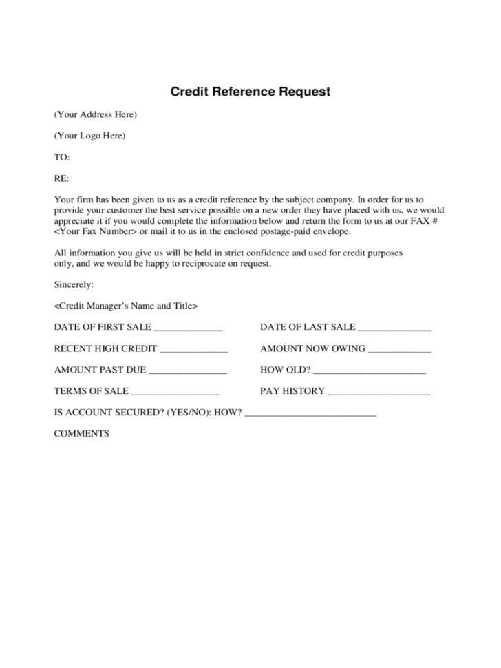 Credit Reference Form | Bravebtr Inside Business Credit Reference Form