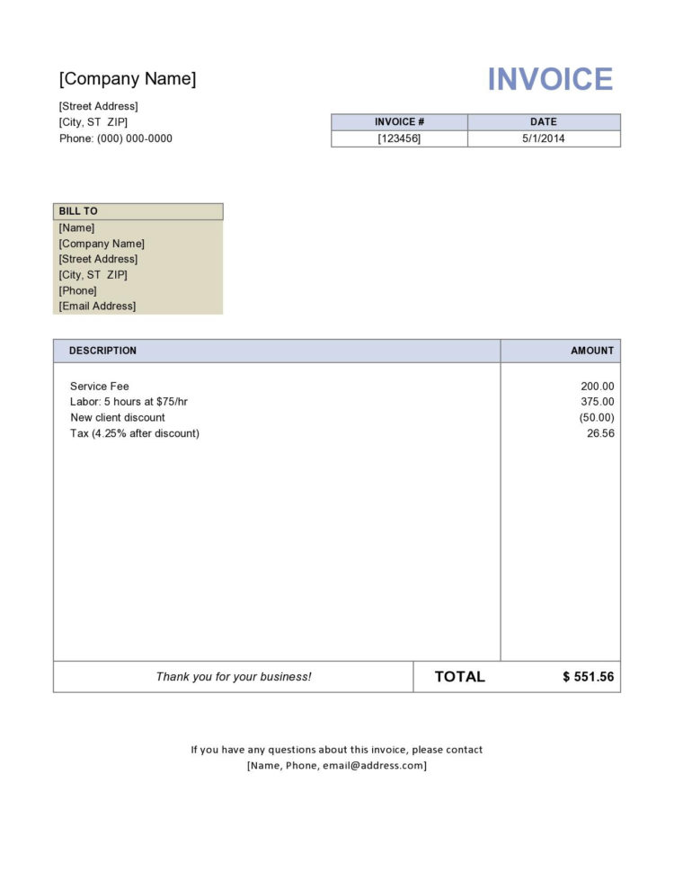 Download Invoice Template Word – Spreadsheet Collections Throughout Word Spreadsheet