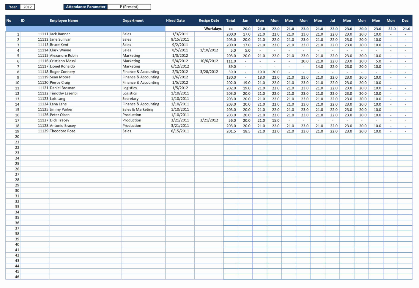 Employee Attendance Tracker Excel Template Beautiful Employee for