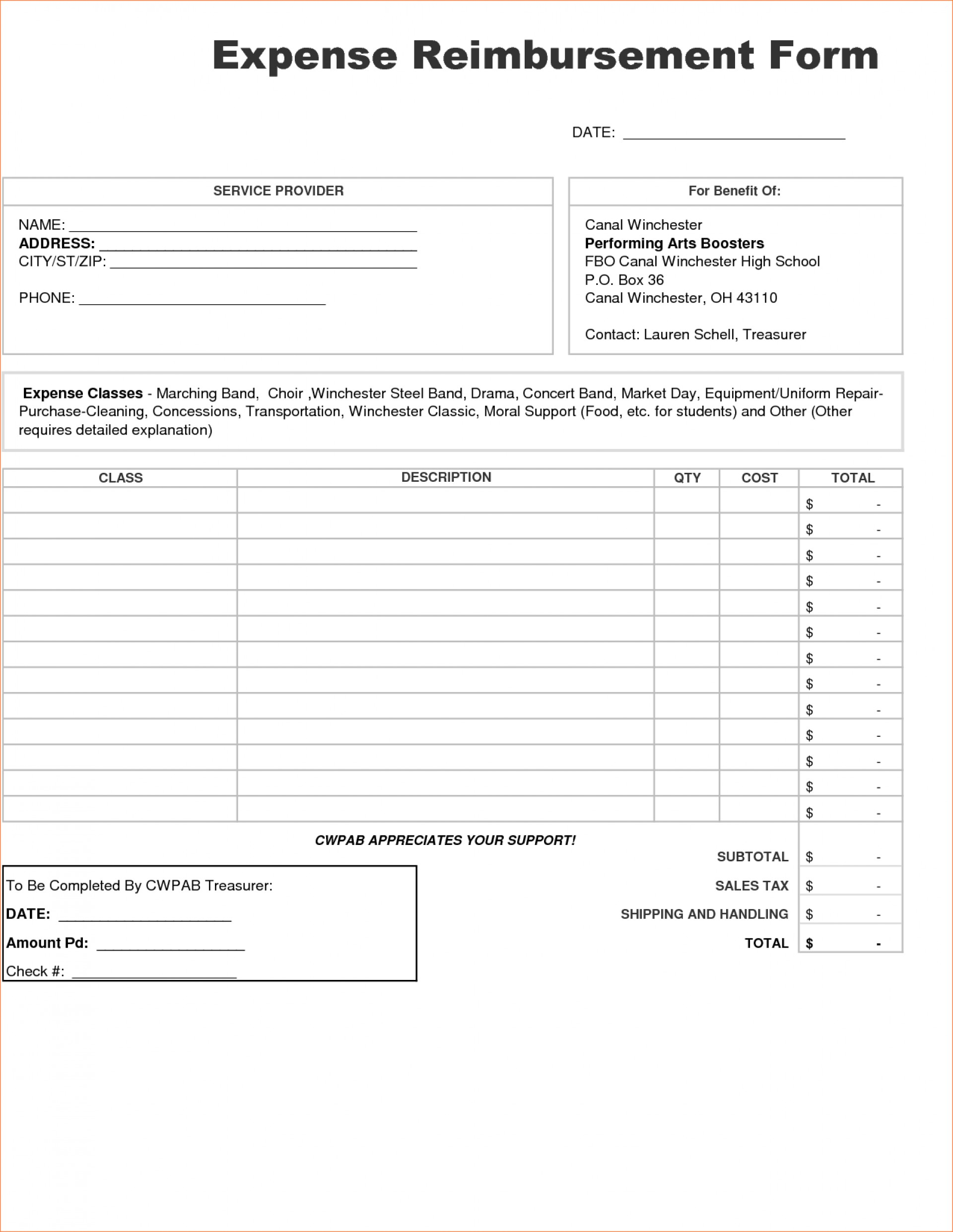 Expenses Form Template