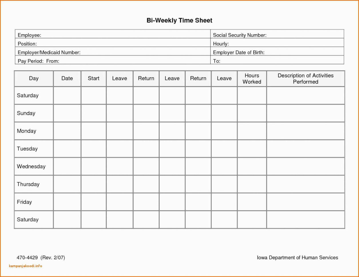 Employee Time Tracking Spreadsheet Awesome Bi Weekly Timesheet In Employee Time Tracking In Excel