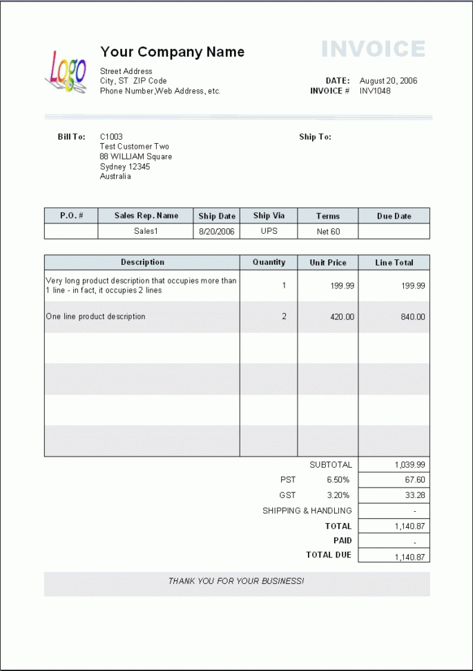 Example Of A Billing Invoice – Imzadi Fragrances Within Billing Invoice Sample