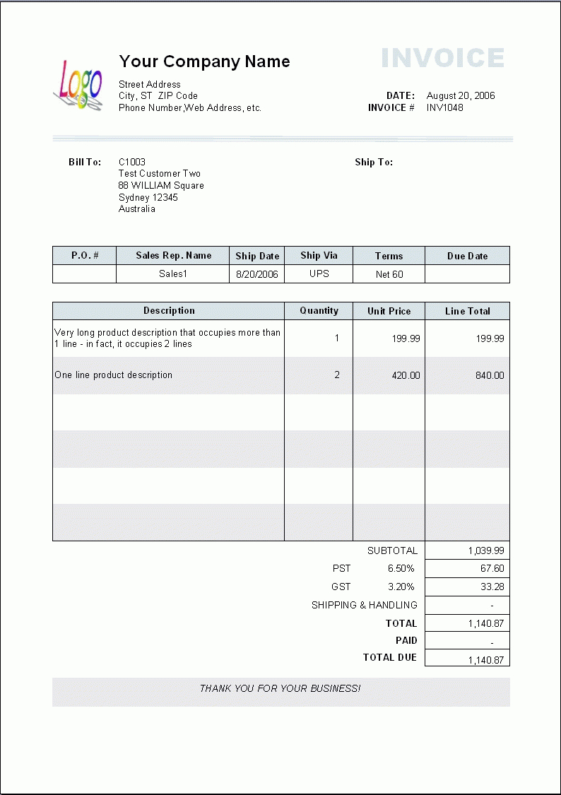 Example Of A Billing Invoice Imzadi Fragrances Within Billing Invoice 