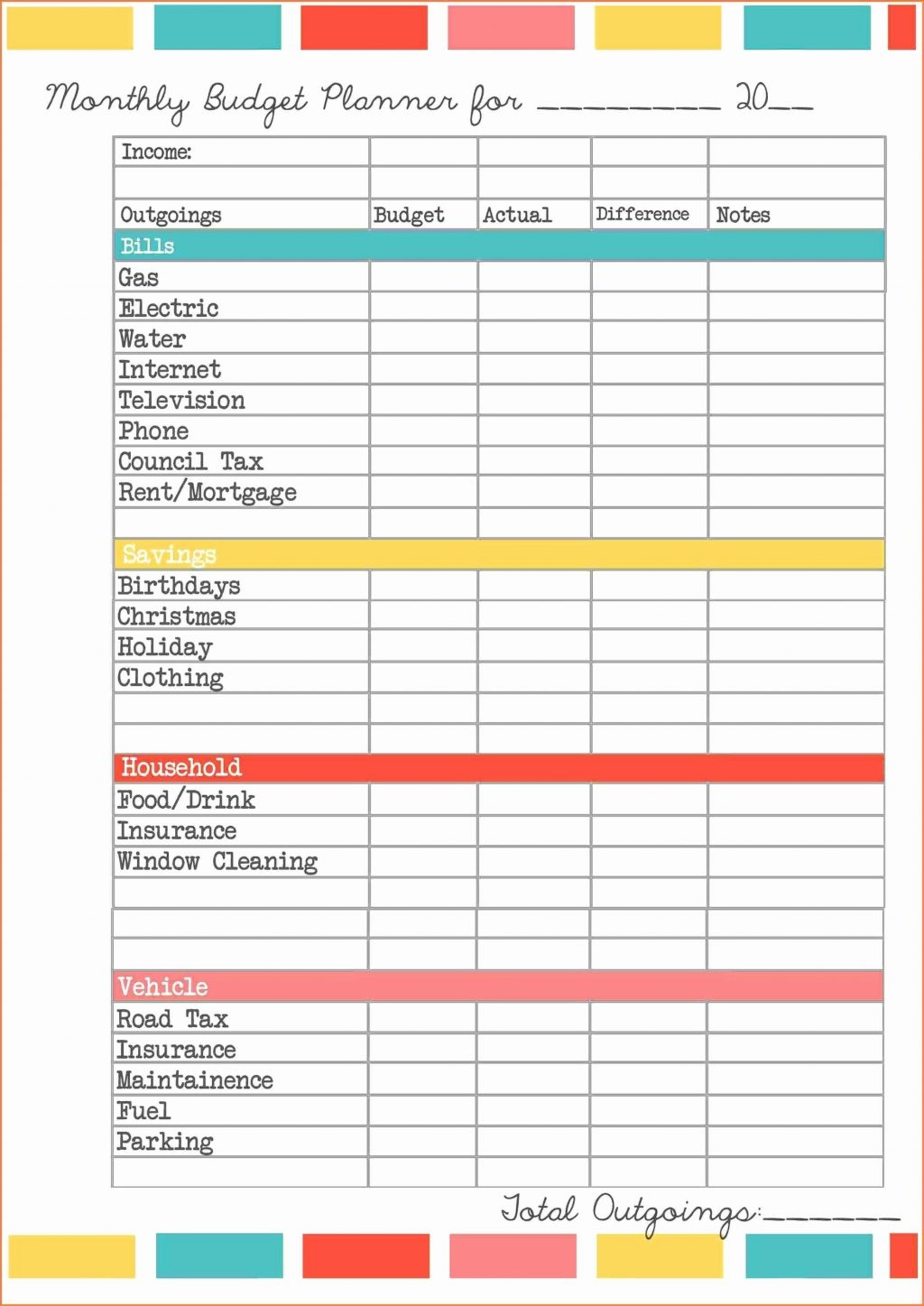 Example Of Free Small Business Budget Spreadsheet Monthly Planner in Small Business Budget Planner Template