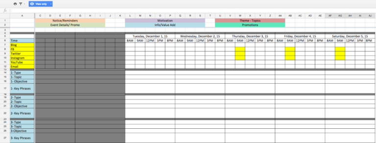 Example Of Social Media Tracking Spreadsheet | Pianotreasure and ...