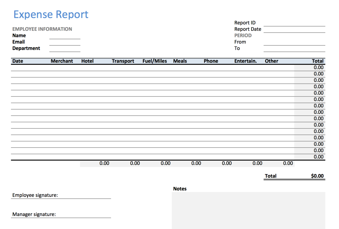 Excel Expense Report Template   Keepek And Detailed Expense Report Template