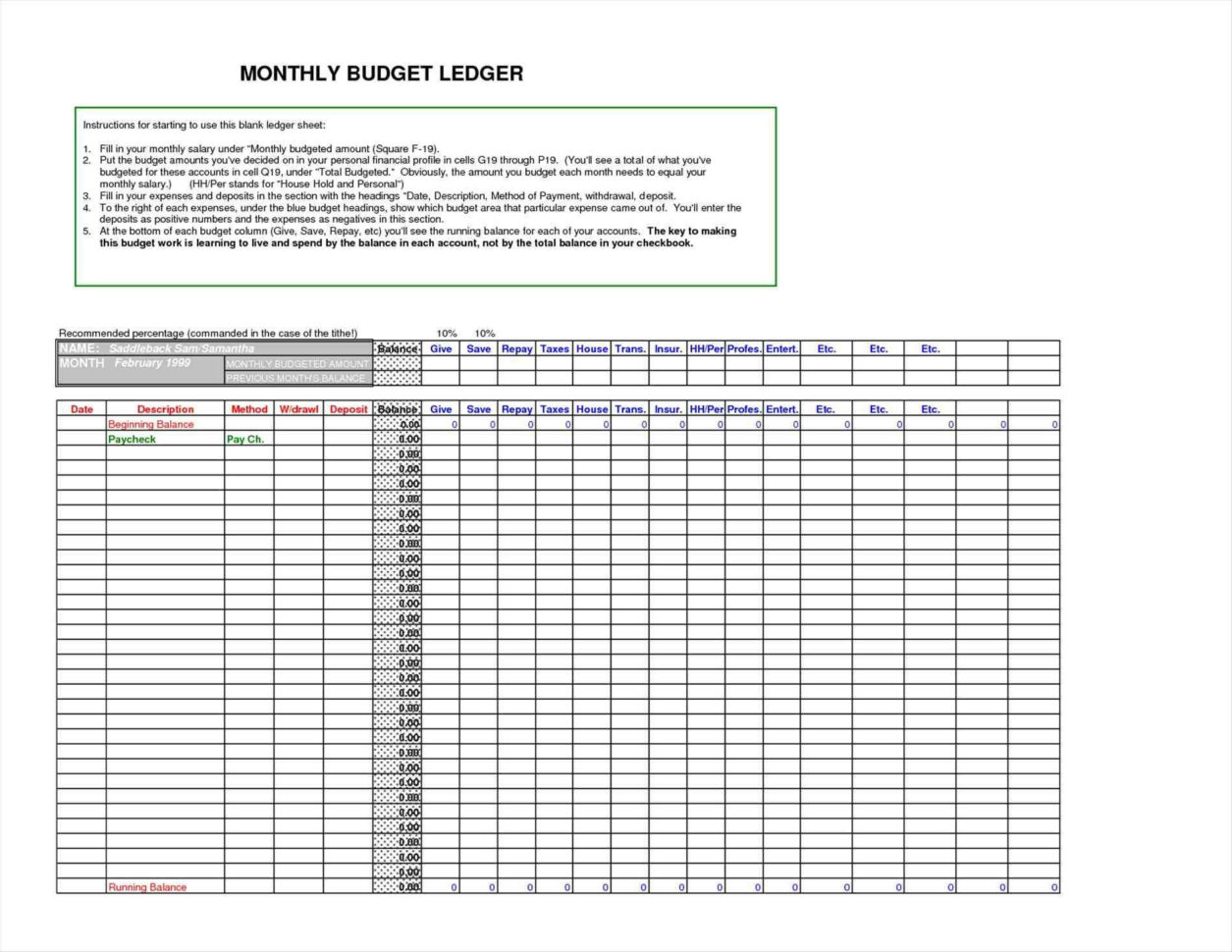 Excel Ledger Template Fresh Berühmt Druckbare Accounting Ledger In Accounting With Excel Templates