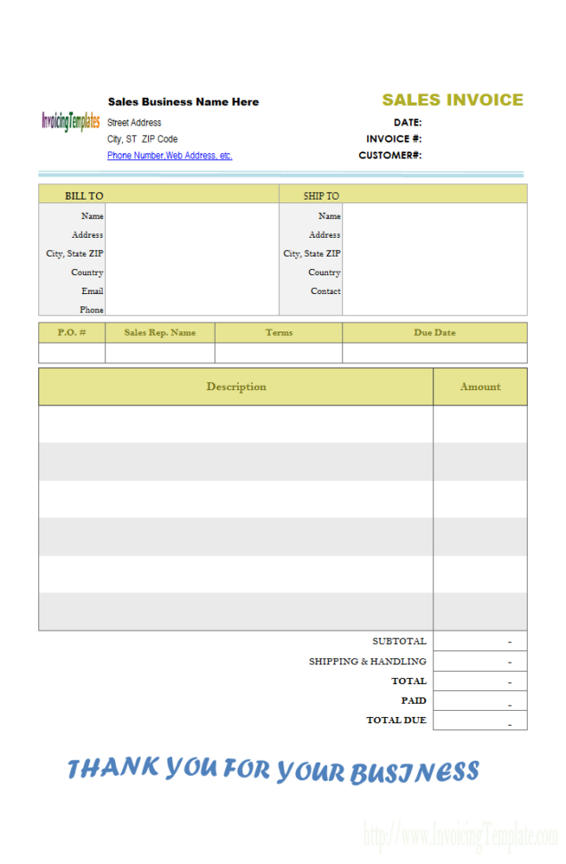 Excel Monthly Bill Template Download For Billing Invoice Sample