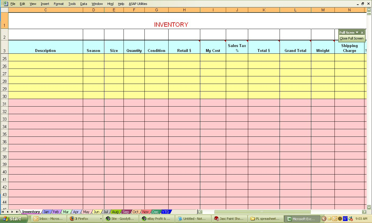 Ebay Spreadsheet Template 3020