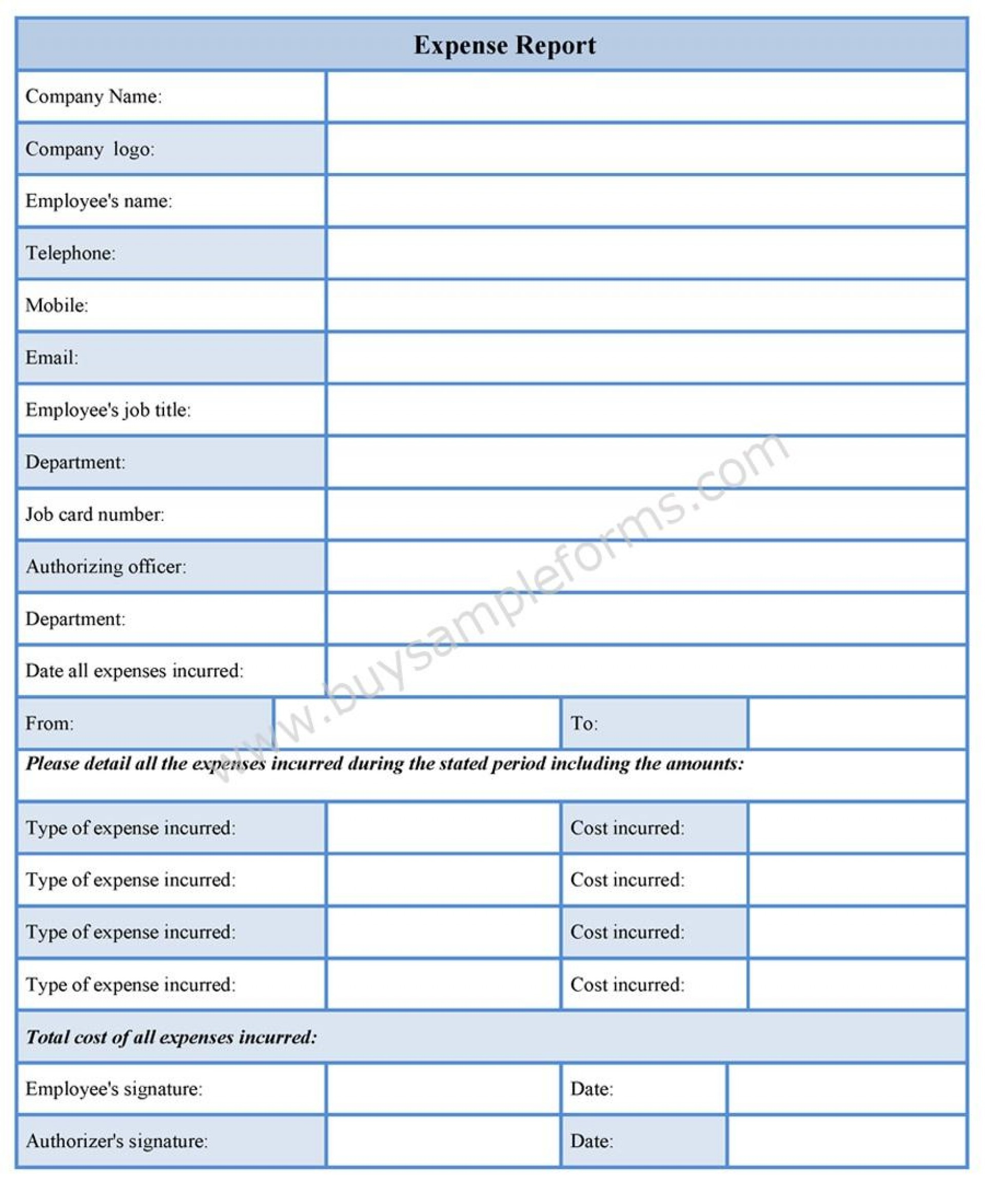 Exceptional Expense Report Form Templates Template Excel Printable for Expense Report Form Excel
