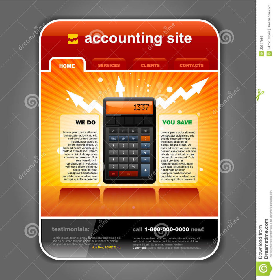 Finance Accounting Web Site Template Vector Stock Vector In Accounting Website Templates Free Download