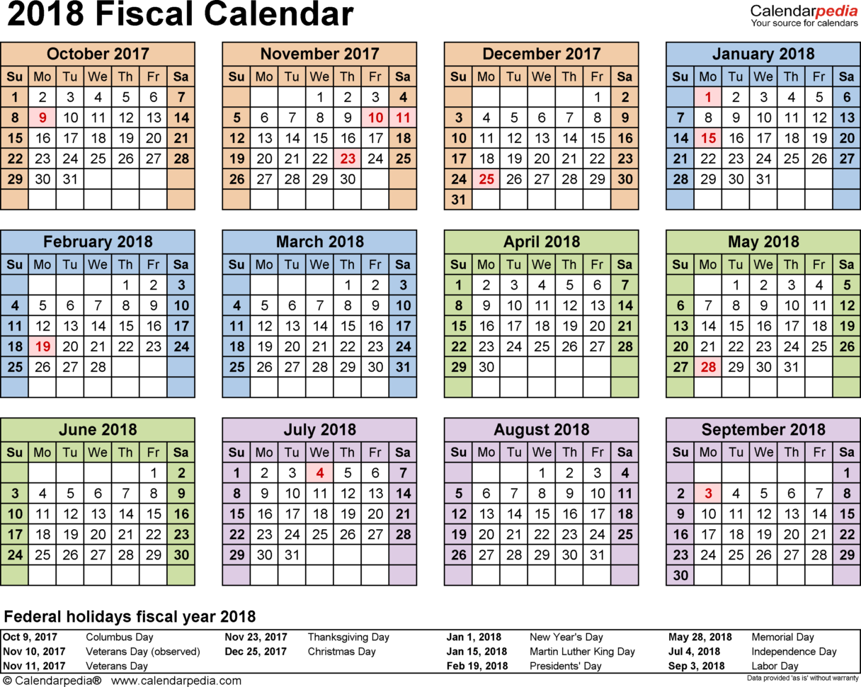 Fiscal Calendars 2018 As Free Printable Excel Templates Intended For Small Business Budget Template Nz