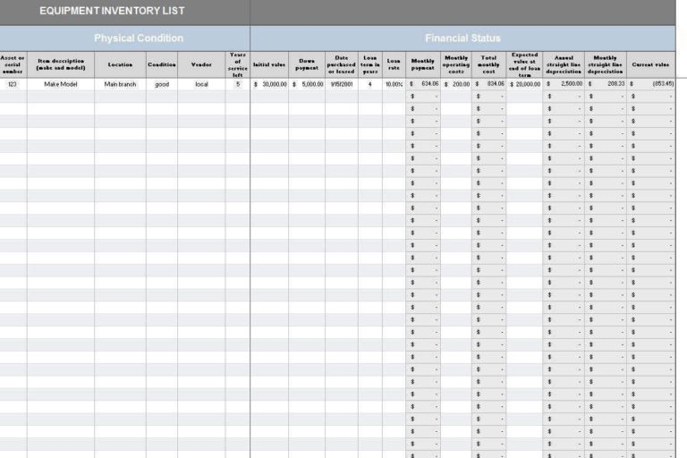 Fixed Asset Tracking Spreadsheet And Asset Management Excel Format