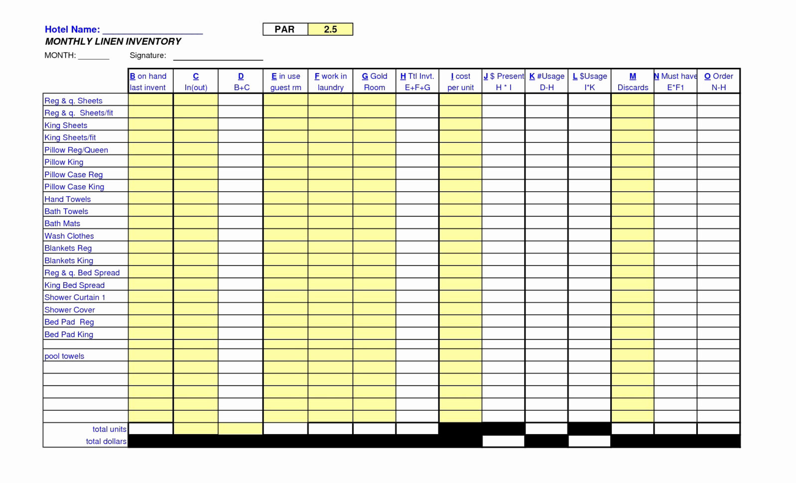 food inventory sheet