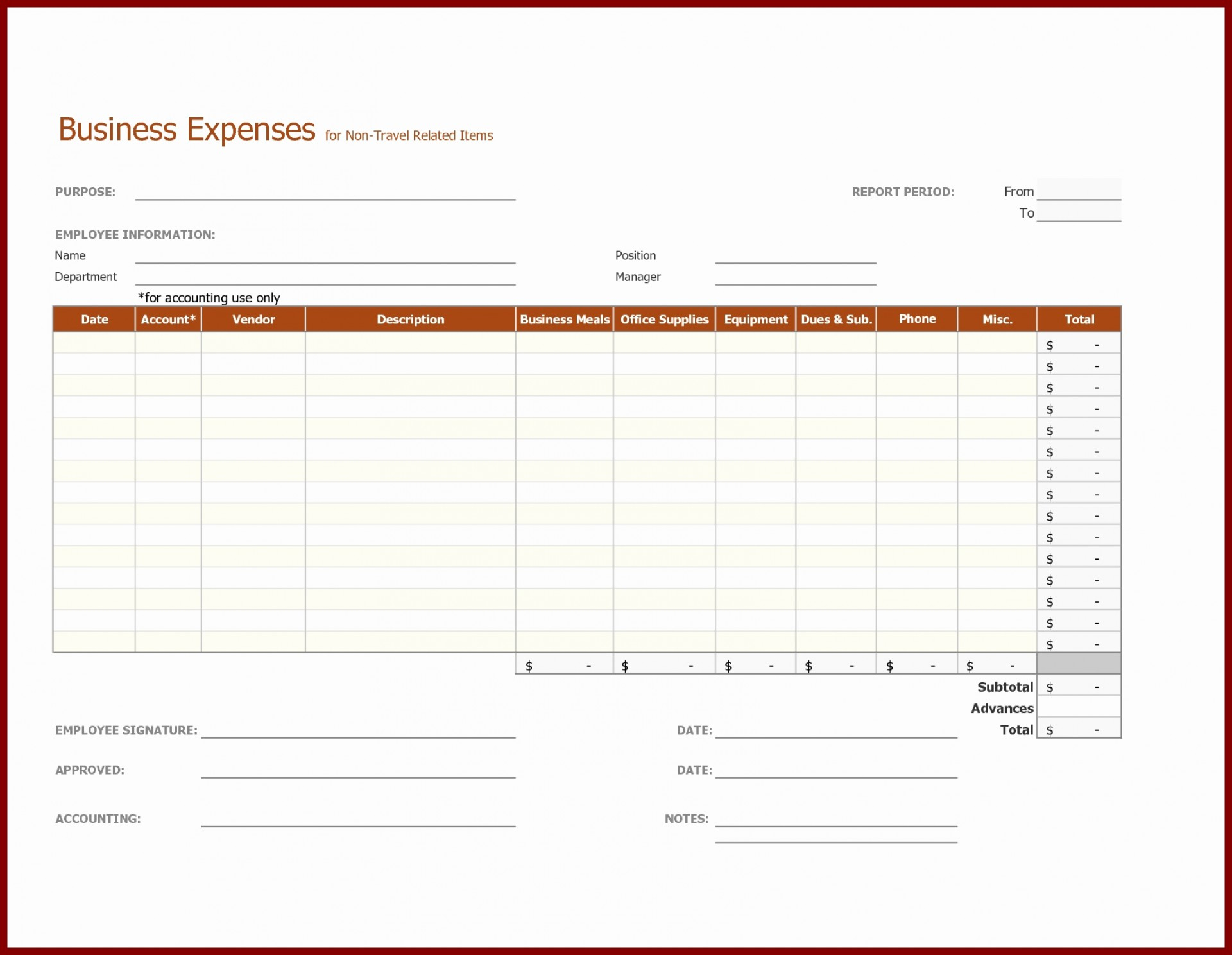Form Templates Expense Report Business Template For Taxes Beautiful intended for Generic Expense Report