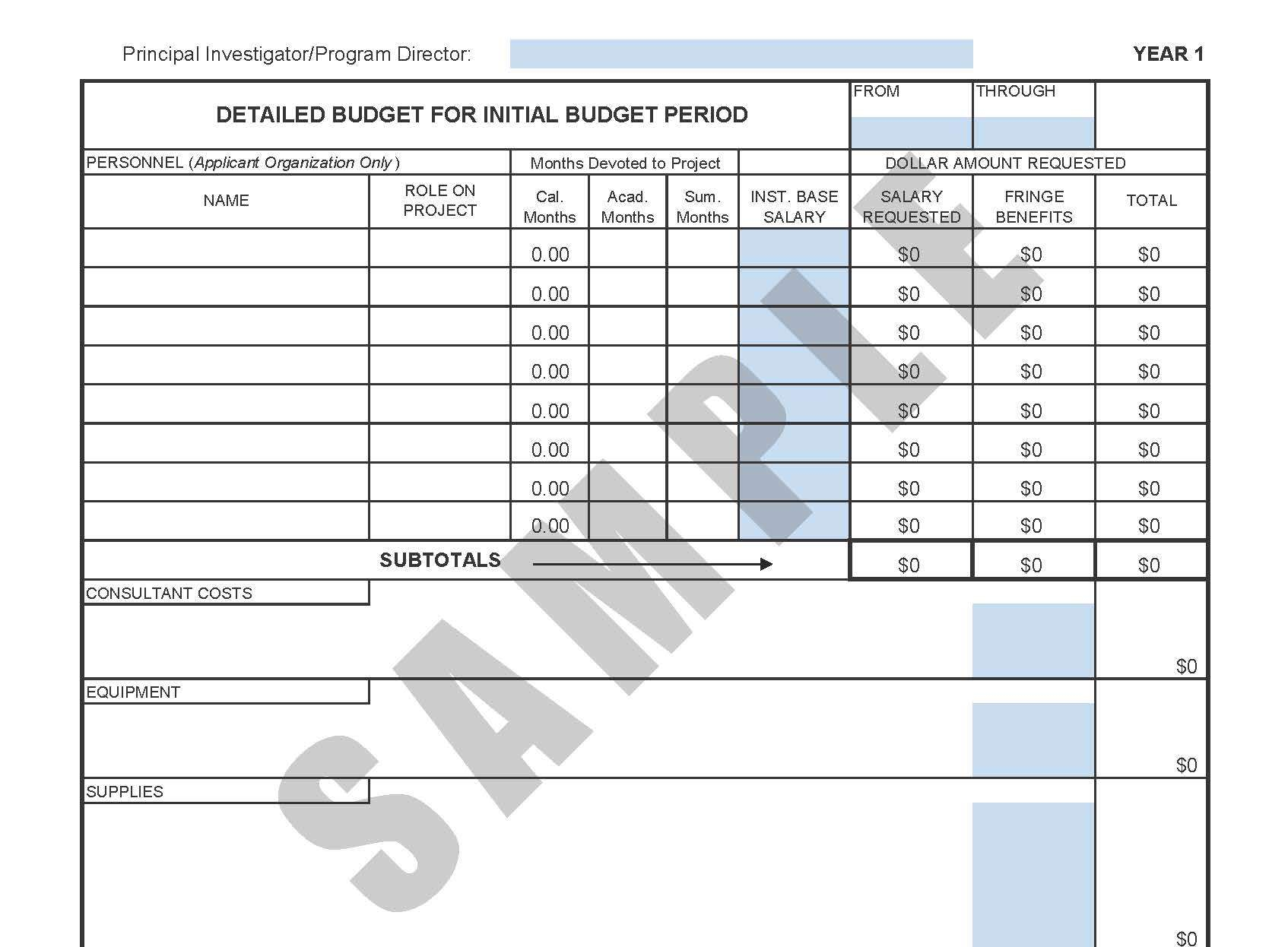 Forms within Budget Template Sample
