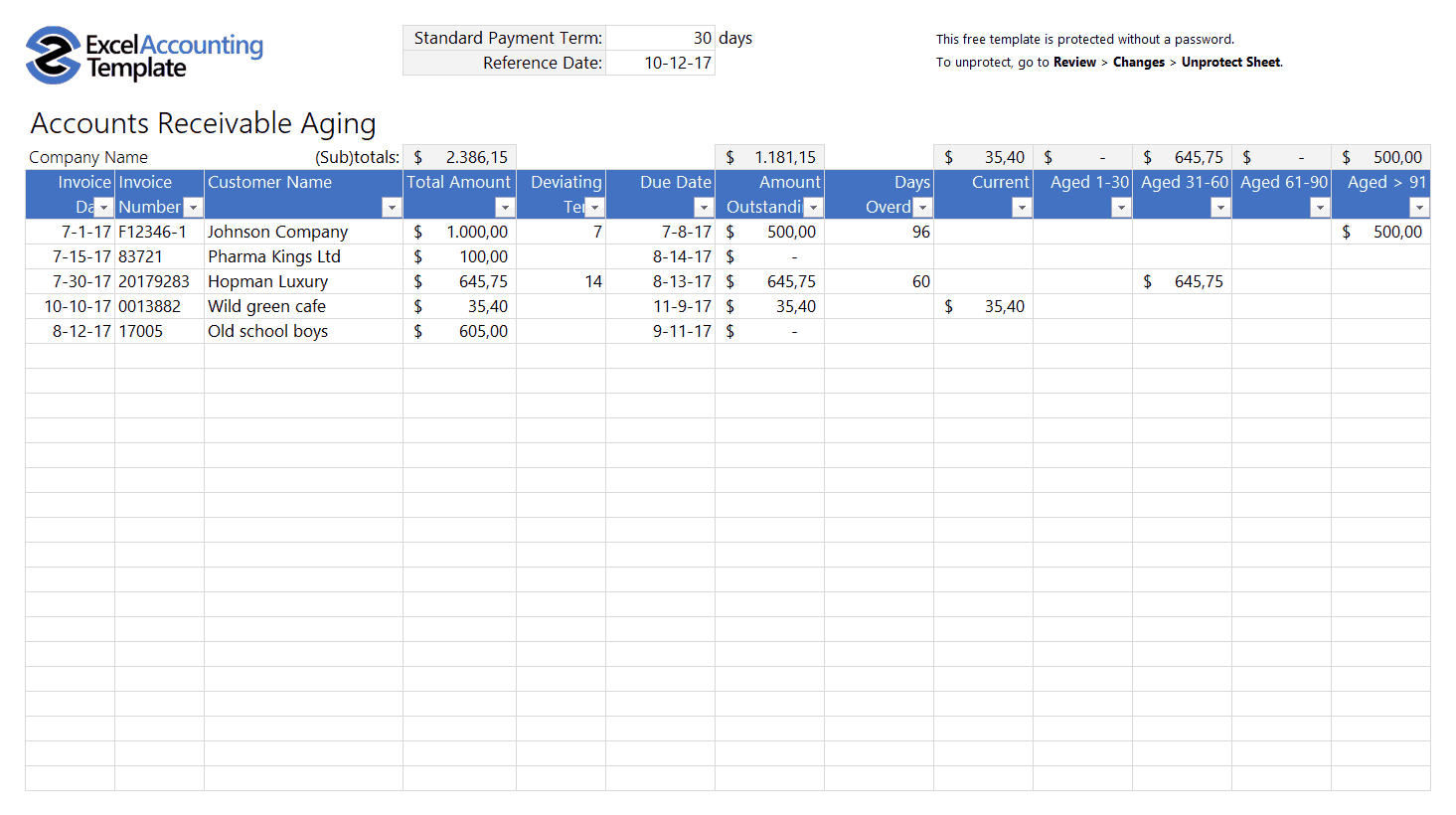 Free Accounting Templates In Excel - Download For Your ...